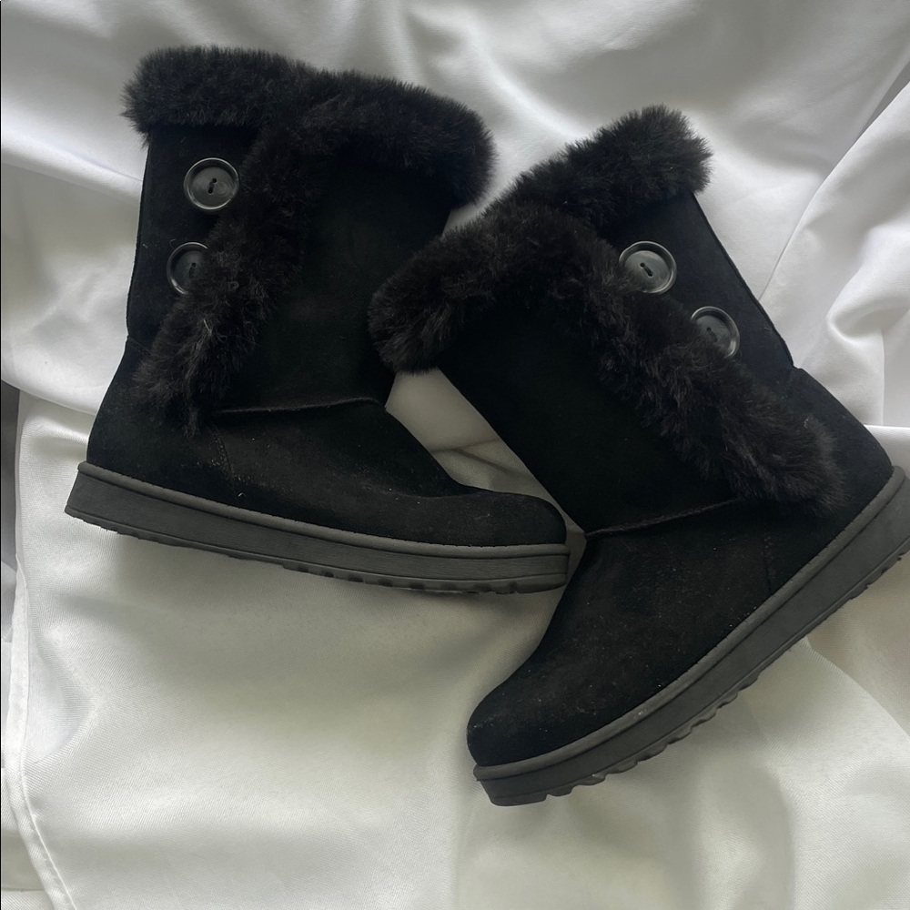 SO Black Faux Fur Winter Boots